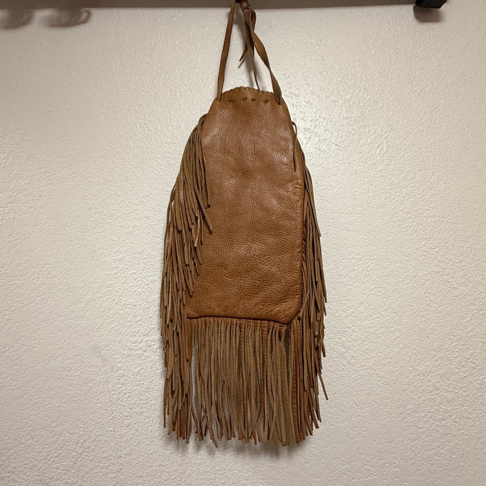 Leather Fringe Festival Bohemian Hippie Shell Accents Medicine Bag Pouch Handbag - Picture 11 of 11